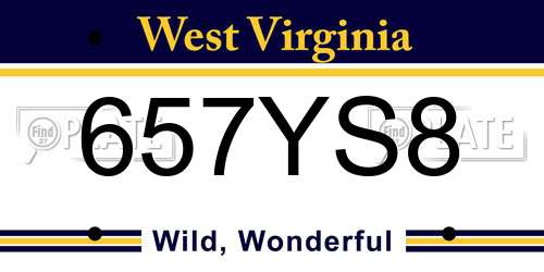 657YS8 West Virginia License Plate