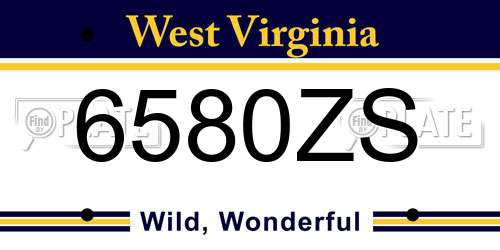 6580ZS West Virginia License Plate