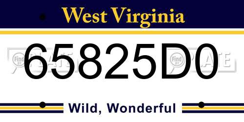 65825D0 West Virginia License Plate