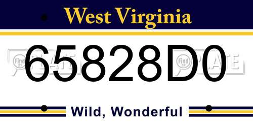 65828D0 West Virginia License Plate
