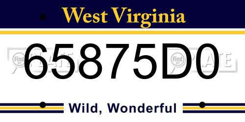 65875D0 West Virginia License Plate