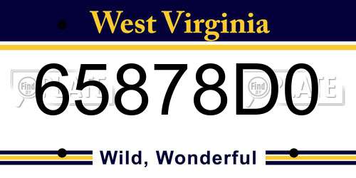 65878D0 West Virginia License Plate