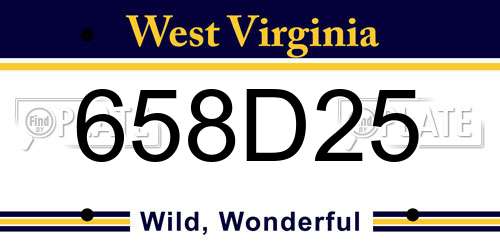 658D25 West Virginia License Plate