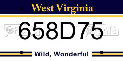 658D75 West Virginia License Plate