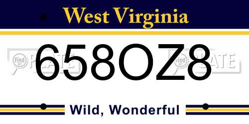 658OZ8 West Virginia License Plate