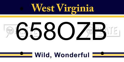 658OZB West Virginia License Plate