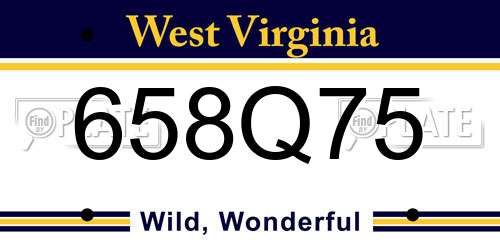658Q75 West Virginia License Plate