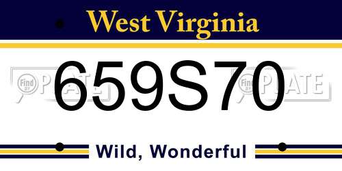 659S70 West Virginia License Plate