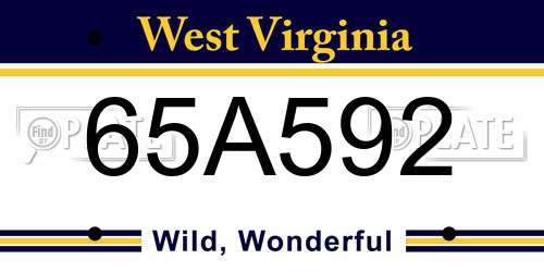 65A592 West Virginia License Plate