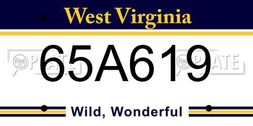 65A619 West Virginia License Plate