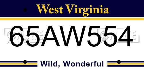 65AW554 West Virginia License Plate