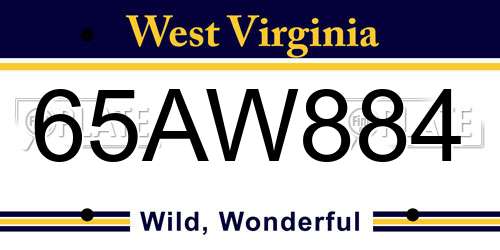 65AW884 West Virginia License Plate