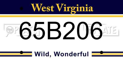 65B206 West Virginia License Plate