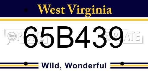 65B439 West Virginia License Plate