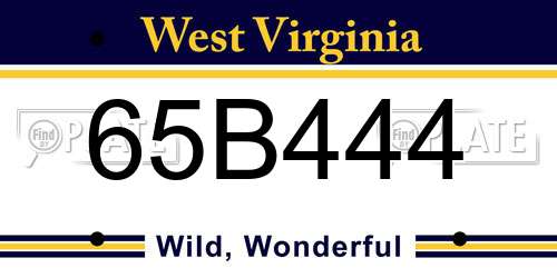 65B444 West Virginia License Plate