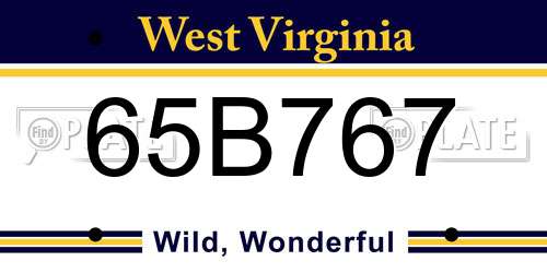 65B767 West Virginia License Plate