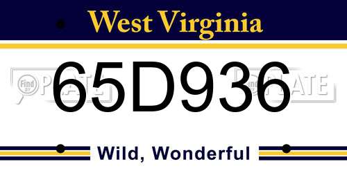 65D936 West Virginia License Plate