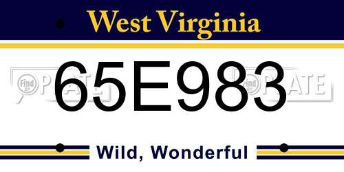 65E983 West Virginia License Plate
