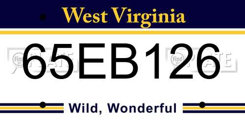65EB126 West Virginia License Plate