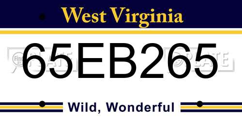 65EB265 West Virginia License Plate