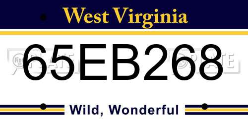 65EB268 West Virginia License Plate