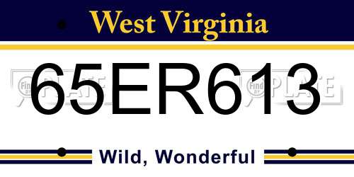 65ER613 West Virginia License Plate