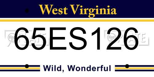 65ES126 West Virginia License Plate