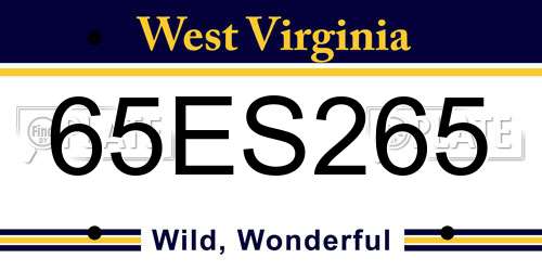 65ES265 West Virginia License Plate