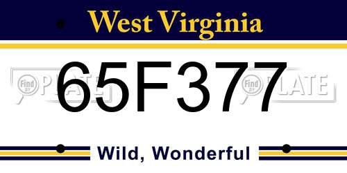 65F377 West Virginia License Plate