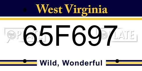 65F697 West Virginia License Plate