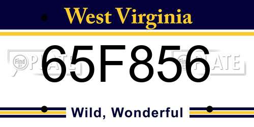 65F856 West Virginia License Plate