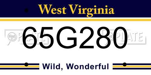 65G280 West Virginia License Plate