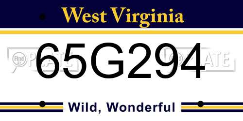 65G294 West Virginia License Plate