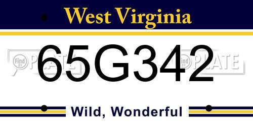 65G342 West Virginia License Plate