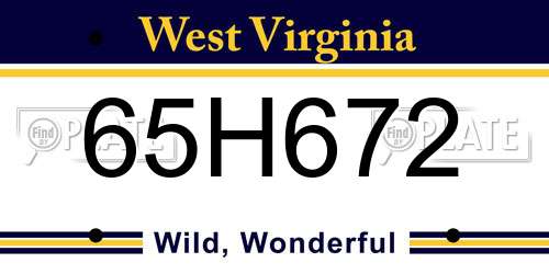 65H672 West Virginia License Plate