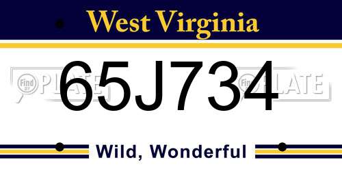 65J734 West Virginia License Plate