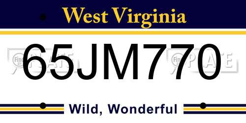 65JM770 West Virginia License Plate