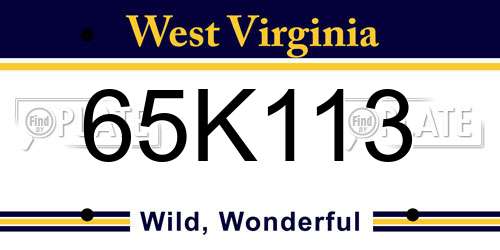 65K113 West Virginia License Plate