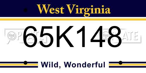 65K148 West Virginia License Plate