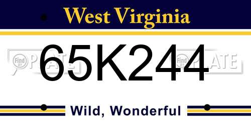 65K244 West Virginia License Plate
