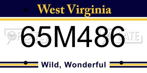 65M486 West Virginia License Plate