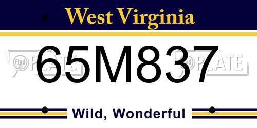 65M837 West Virginia License Plate