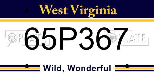 65P367 West Virginia License Plate