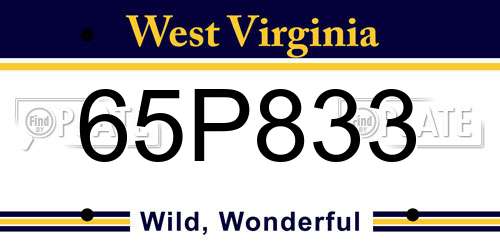 65P833 West Virginia License Plate
