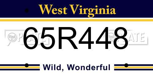 65R448 West Virginia License Plate