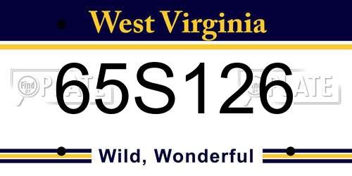 65S126 West Virginia License Plate
