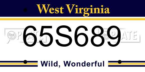 65S689 West Virginia License Plate