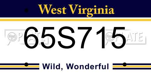 65S715 West Virginia License Plate