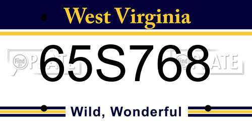 65S768 West Virginia License Plate