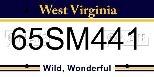 65SM441 West Virginia License Plate